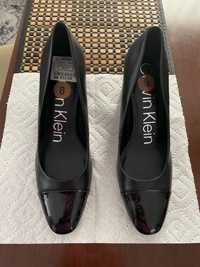 Calvin Klein Black Patent-Toe Women's Pumps